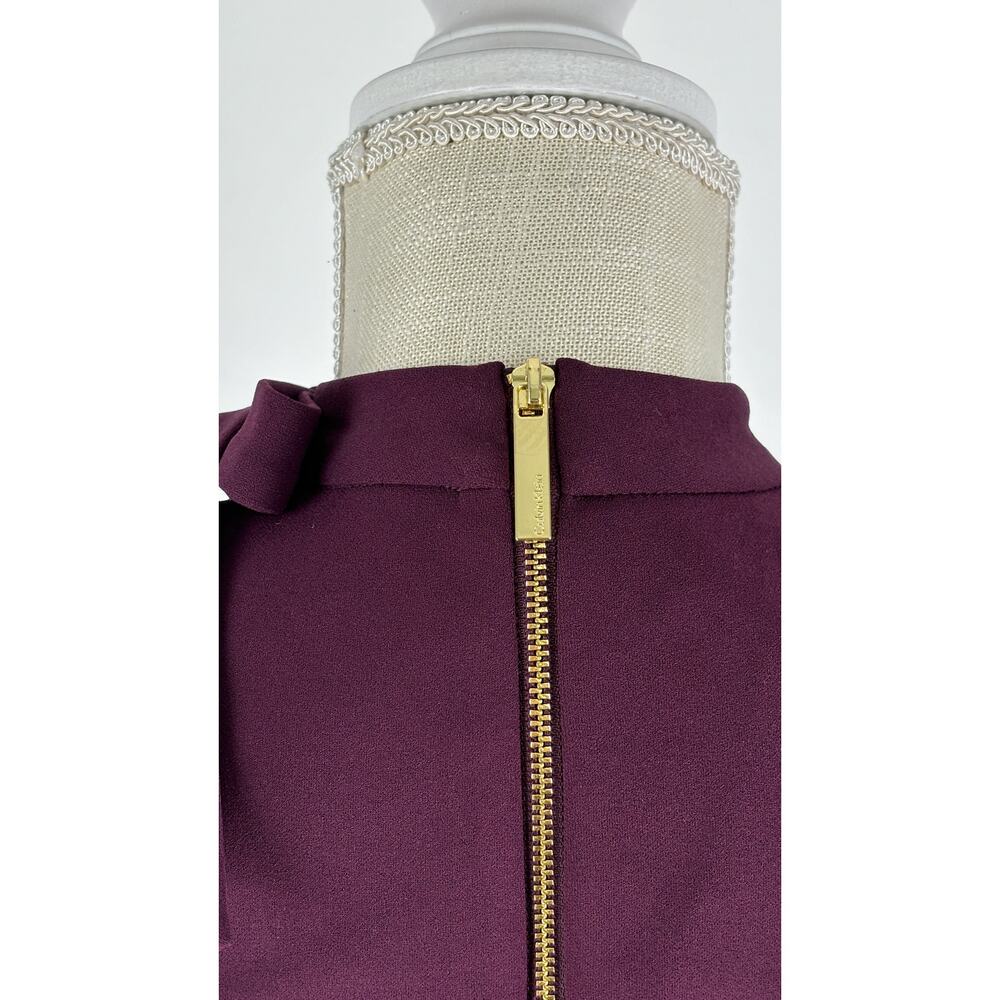 Calvin Klein Bow Neck Sheath Dress Womens Size 8 Petite New Aubergine Sleeveless - Picture 7 of 12